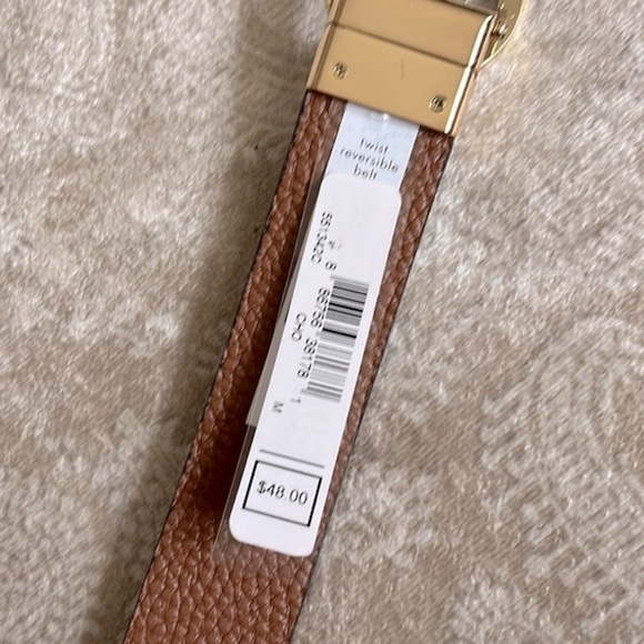 Brand New Michael Kors Genuine Leather Reversible Belt Tan Brown Logo Buckle - Picture 9 of 13